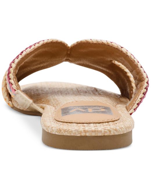 Dolce Vita Pink Geeya Raffia Criss Cross Strap Flat Slide Sandals