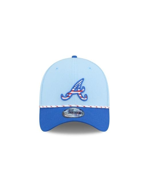 KTZ Light Blue/blue Atlanta Braves 2025 Fourth Of July 39thirty Flex Hat for men