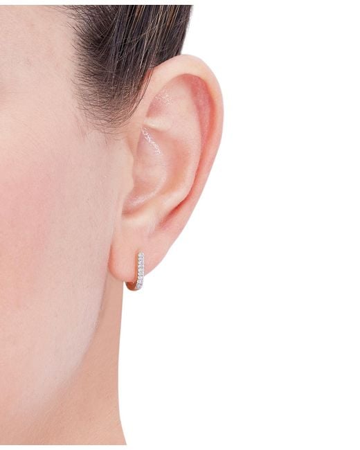 Macy's Metallic Diamond Oval Hoop Earrings (1/8 Ct. T.w.