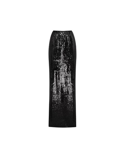 Millà Black Dramatic Fitted Sequined Maxi Skirt