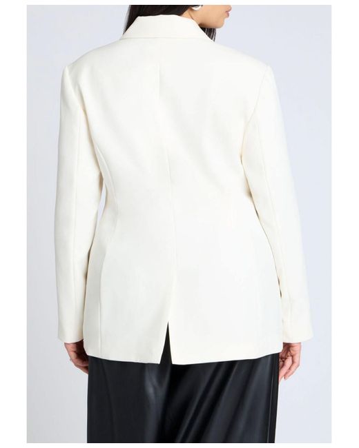 Eloquii White Plus Size Belt Detail Blazer
