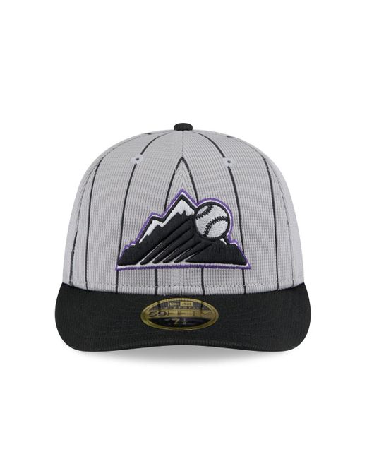 KTZ Gray/black Colorado Rockies 2025 Batting Practice Low Profile 59fifty Fitted Hat for men