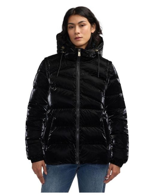 Scotch & Soda Black Schyler Boxy Puffer With Fixed Hood