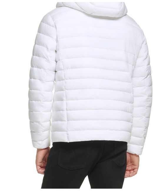 Calvin Klein White Hooded & Quilted Packable Jacket for men