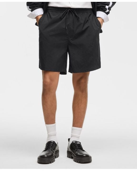 Mode Of One Black Solid Ripstop Shorts for men