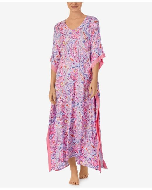 Ellen Tracy Purple Elbow Sleeve Long Nightgown