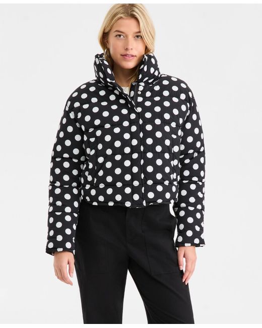 On 34th Blue Cropped Dot Puffer Jacket