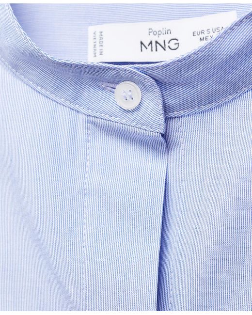 Mango Blue Buttoned Cotton Shirt
