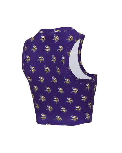 Concepts Sport Purple Minnesota Vikings Gauge Allover Print Cropped Tank Top Shorts Sleep Set