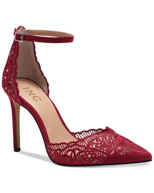 INC International Concepts Red Kinlee Two-piece Pointed-toe Dress Pumps, Created For Macy's