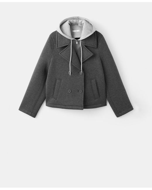 Mango Black Combined Hooded Jacket