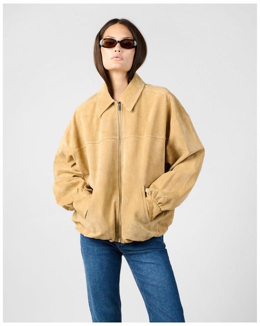 WeWoreWhat Blue Premium Suede Bomber Jacket