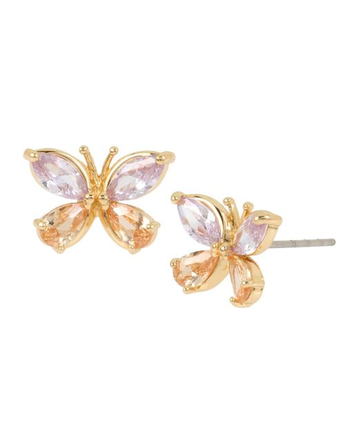 Betsey Johnson Metallic Cubic Zirconia Butterfly Stud Earrings