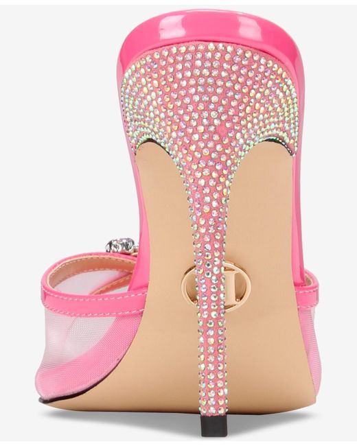 THINGS II COME Pink Shena Luxurious Slip-on High-heel Pointed Toe Mule Dress Sandals