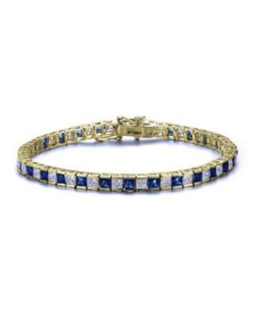 Genevive Jewelry Red Sterling Silver With Square Cubic Zirconia Stylish Tennis Bracelet