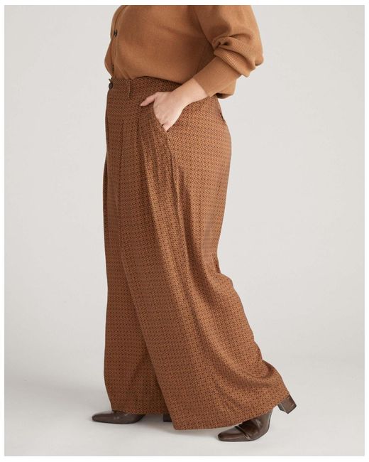 UNIVERSAL STANDARD Brown Plus Size Cooling Stretch Cupro Button-down Blouse