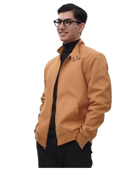 Rokka&Rolla Brown Classic Full Zip Bomber Jacket for men