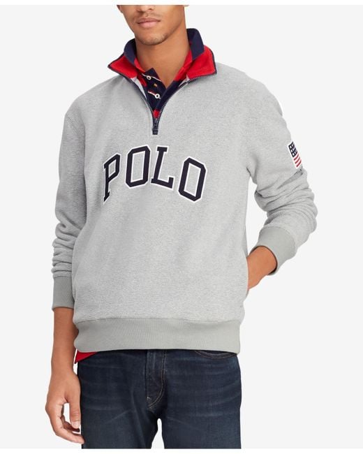 Polo Ralph Lauren Logo-appliquéd Fleece Half-zip Sweatshirt in ...