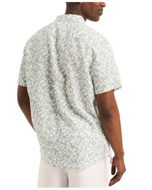 Nautica White Floral Print Short Sleeve Button-front Shirt for men