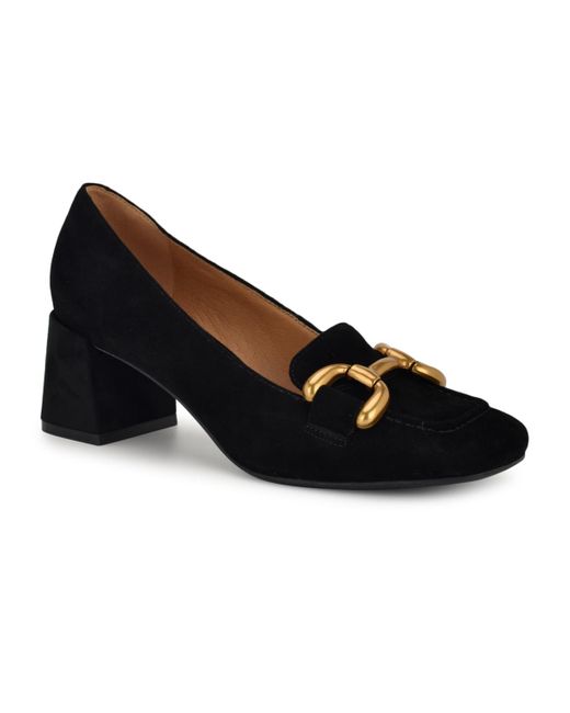 Nine West Black Veepe Loafer Block Heel Pumps