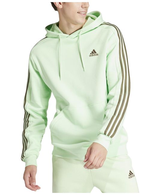 Adidas Green Essentials 3-stripes Regular-fit Fleece Hoodie for men