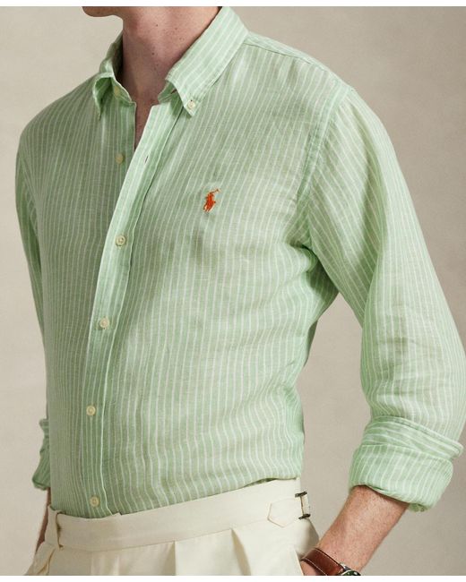 Polo Ralph Lauren Classic Fit Linen Shirt in Green for Men | Lyst