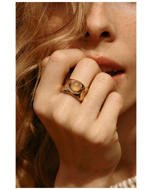 Retro Chic White Dawn Light Wide Ring