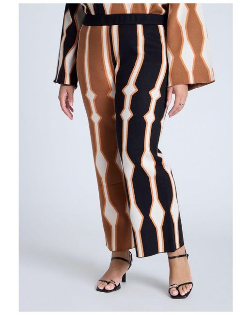 Eloquii White Plus Size Intarsia Sweater Pant