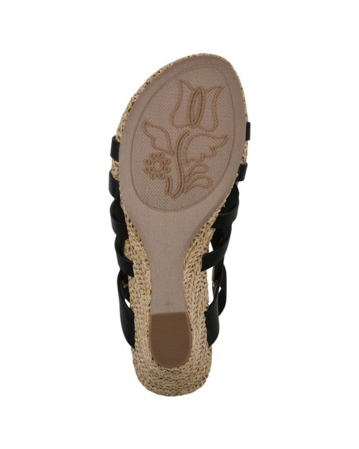 White Mountain Black Ataps Round Toe Wedge Sandals