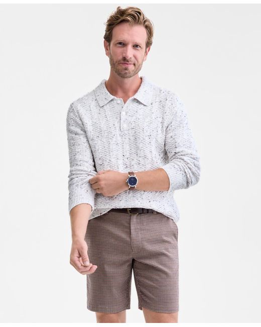 Club Room White Donegal Cable-knit Polo Sweater for men