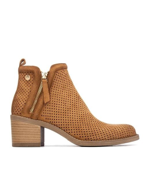 Xti Brown Suede Ankle Booties
