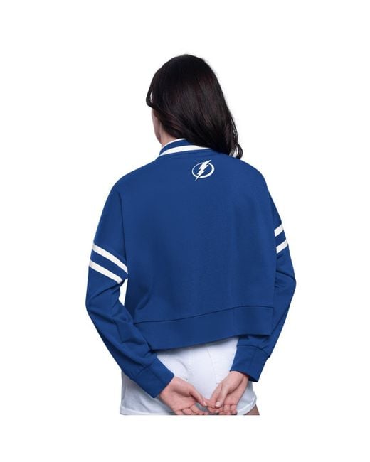 Starter Blue Â Tampa Bay Lightning Power Play Cropped Pullover Sweatshirt
