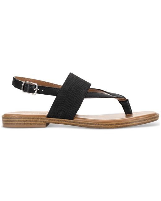 Style & Co. Black Sadiee Thong Flat Slingback Sandals