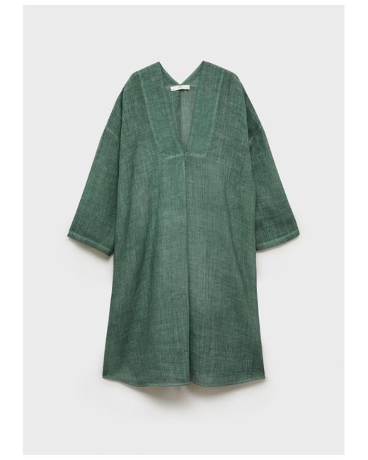 Mango Green Overdyed Ramie Kaftan
