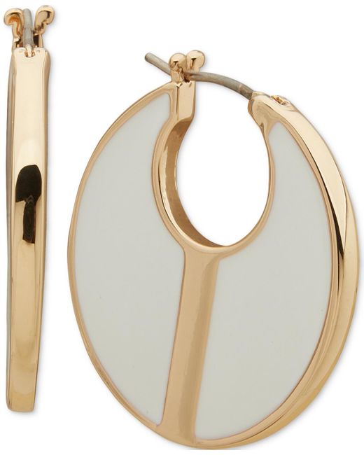 DKNY White Gold-tone Extra-small Color Filled Hoop Earrings