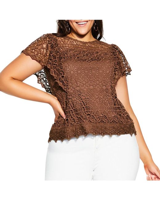 City Chic Brown Plus Size In Adore Top
