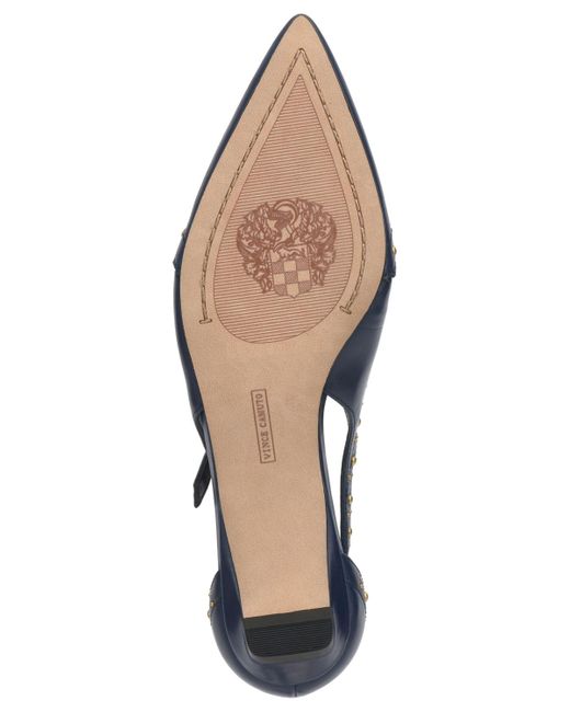 Vince Camuto Blue Valkie Studded T-strap Micro-heel Mary-jane Flats