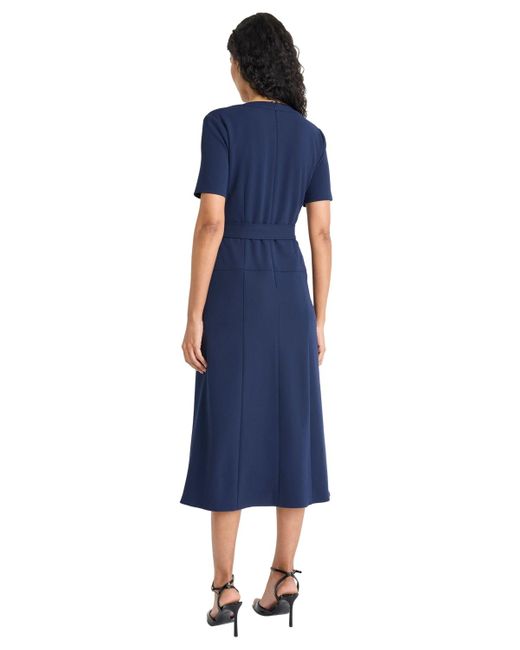 Maggy London Blue V-neck Midi Dress