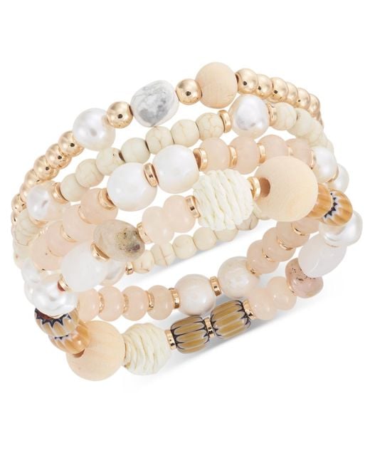 Style & Co. Natural 4-pc. Set Mixed Bead & Stone Stretch Bracelets
