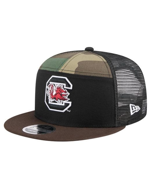 KTZ Camo/black South Carolina Gamecocks Outdoor Wide Panel 9fifty Snapback Trucker Hat for men
