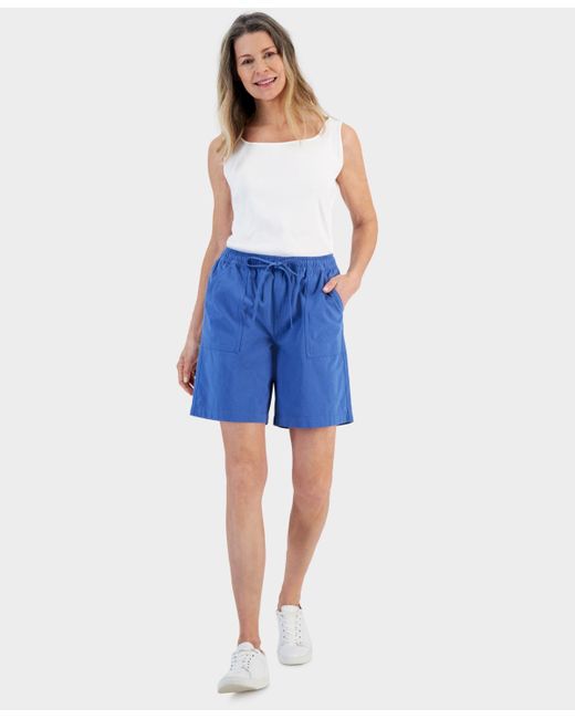 Style & Co. Blue Cotton Drawstring Pull-on Shorts