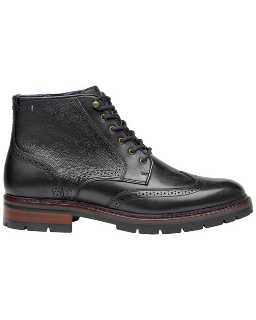 Johnston & Murphy Black Xc Flex Cade Wingtip Boots for men