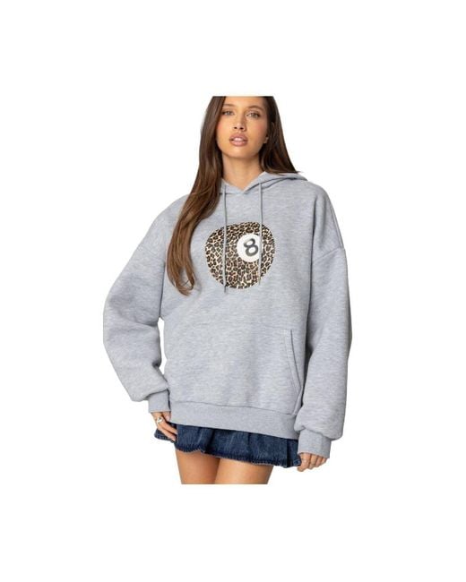 Edikted Leopard 8 Oversized Hoodie in Gray | Lyst