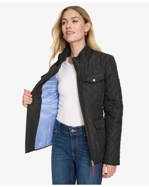 Nautica Black Solid Quilted Jacket