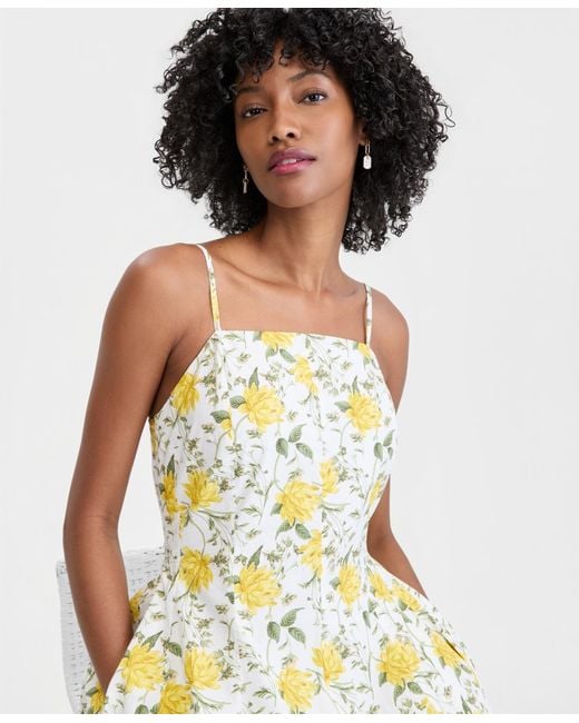 seamed fit and flare dress Three-Quarter Sleeve Seamed Side Tab Fit & Flare Midi Dress (Women)