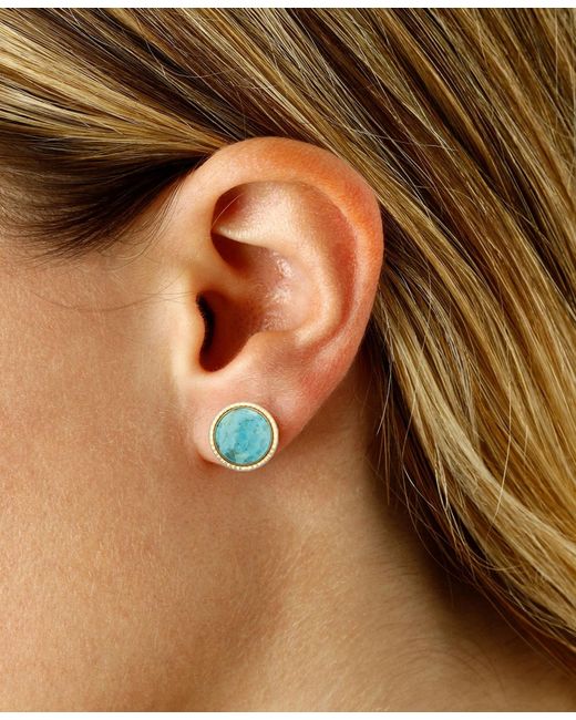 Macy's Blue Hammered-frame Stud Earrings