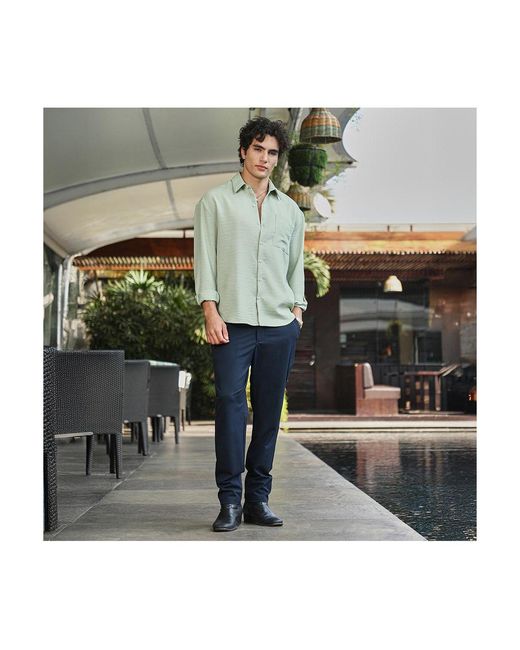 Campus Sutra Green Sage Modular Solid Oversized Shirt for men