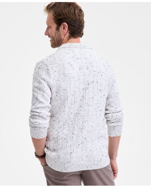 Club Room White Donegal Cable-knit Polo Sweater for men