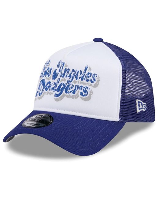 KTZ Blue White/royal Los Angeles Dodgers Throwback Team Foam Front A-frame Trucker 9forty Adjustable Hat