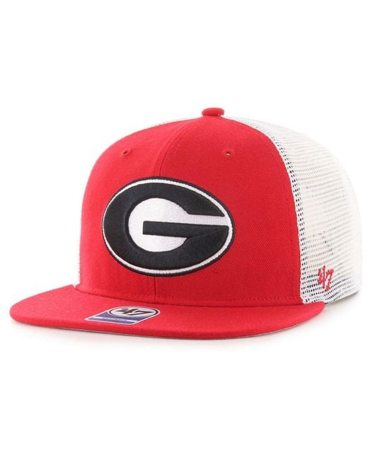 47 Brand Red Georgia Bulldogs Gambino Mesh Snapback Cap for men